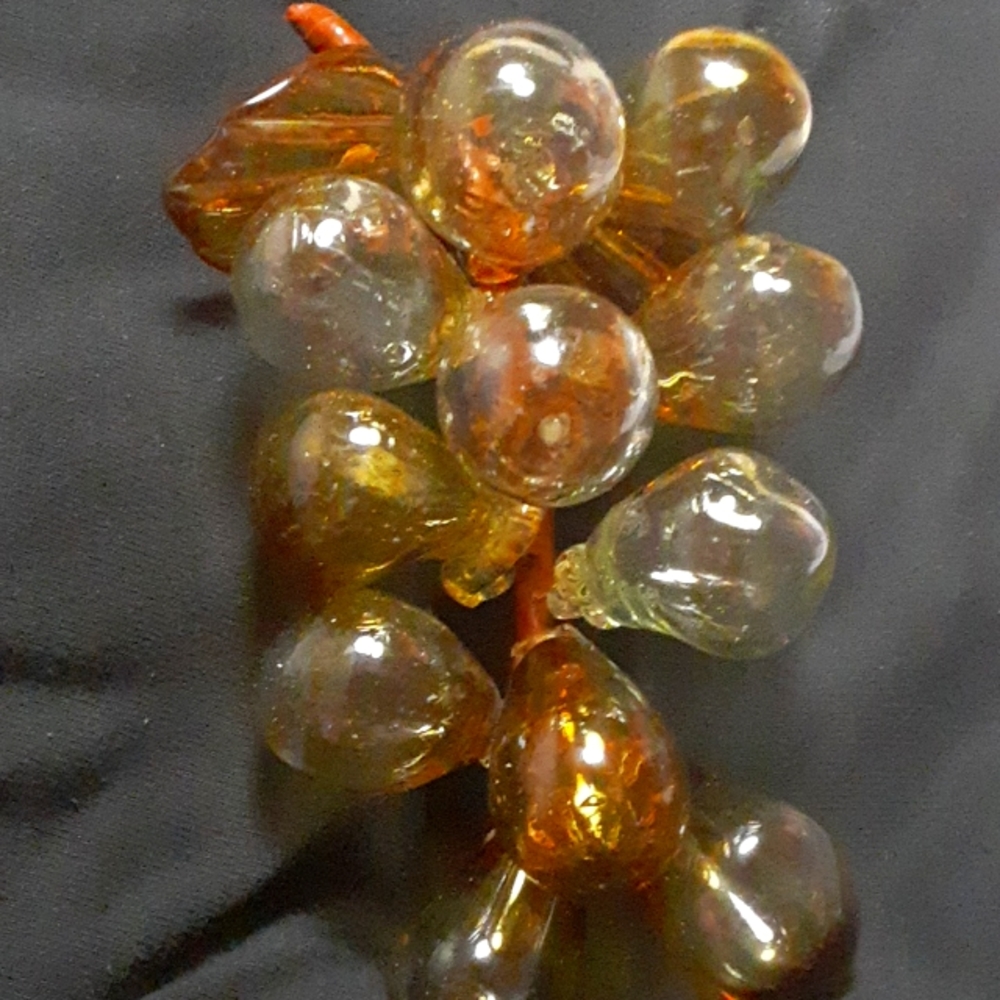 Mid Century Amber Hand Blown Glass Grapes
